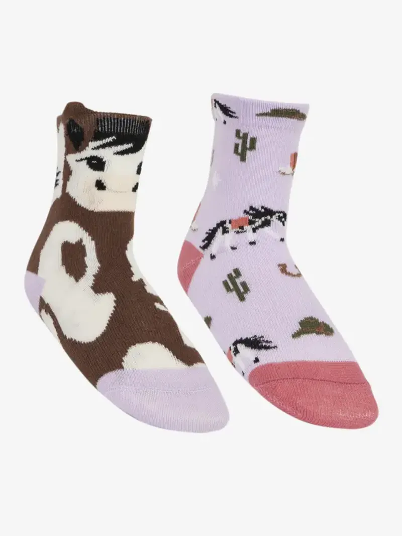 LeMieux Mini Cotton Character Socks 2pk Paint Pony Lilac-1