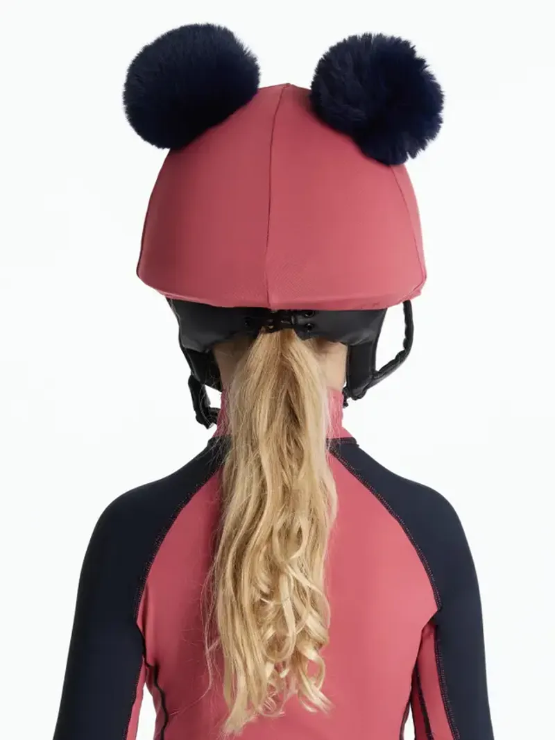 LeMieux Mini Double Pom Hat Silk Cranberry-1