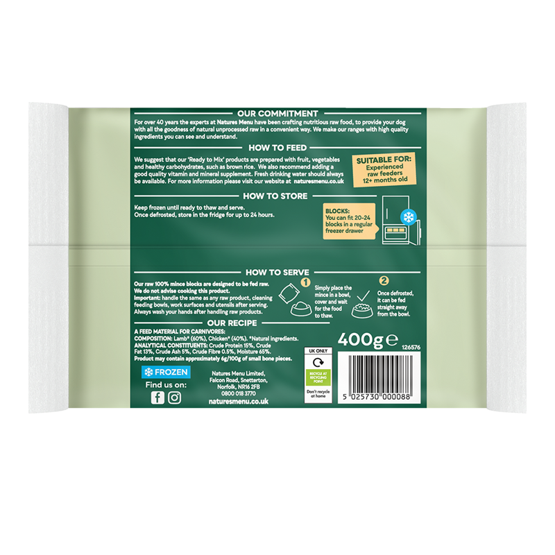 Natures Menu Just Lamb and Chicken Mince 400g-1