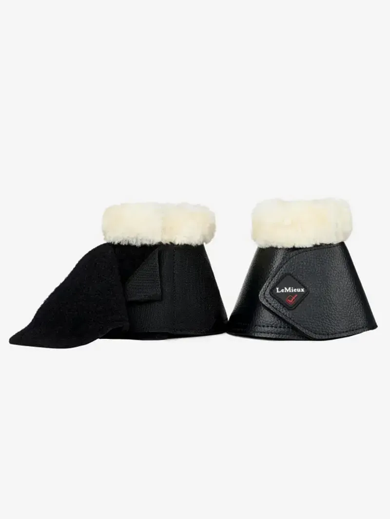 LeMieux Fleece WrapRound Over Reach Boots Black/Natural-1