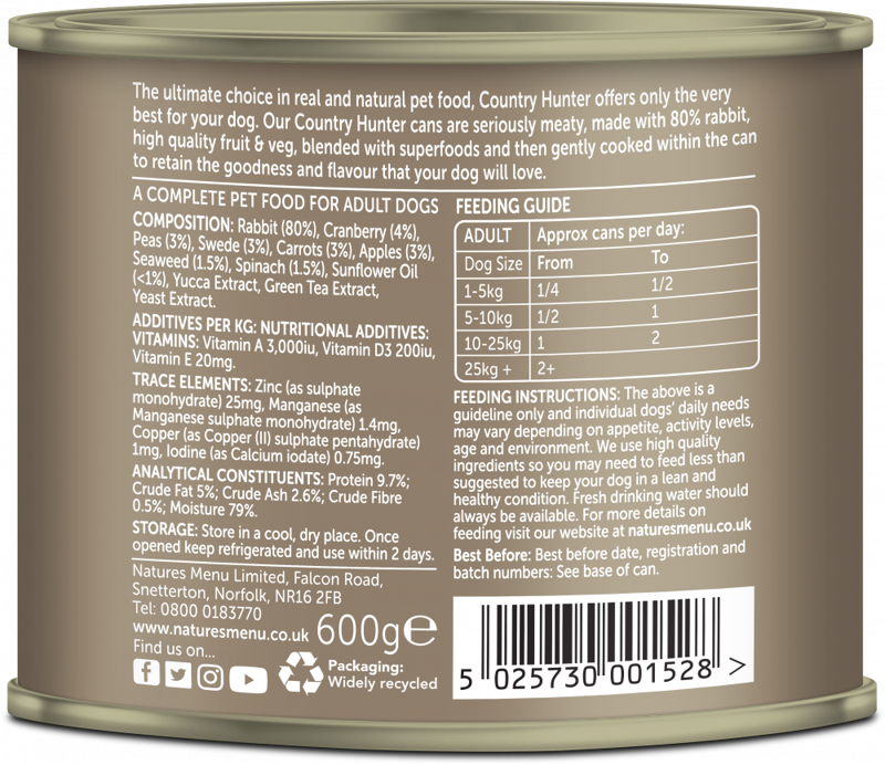 Natures Menu Country Hunter Rabbit with Superfoods 600g-1
