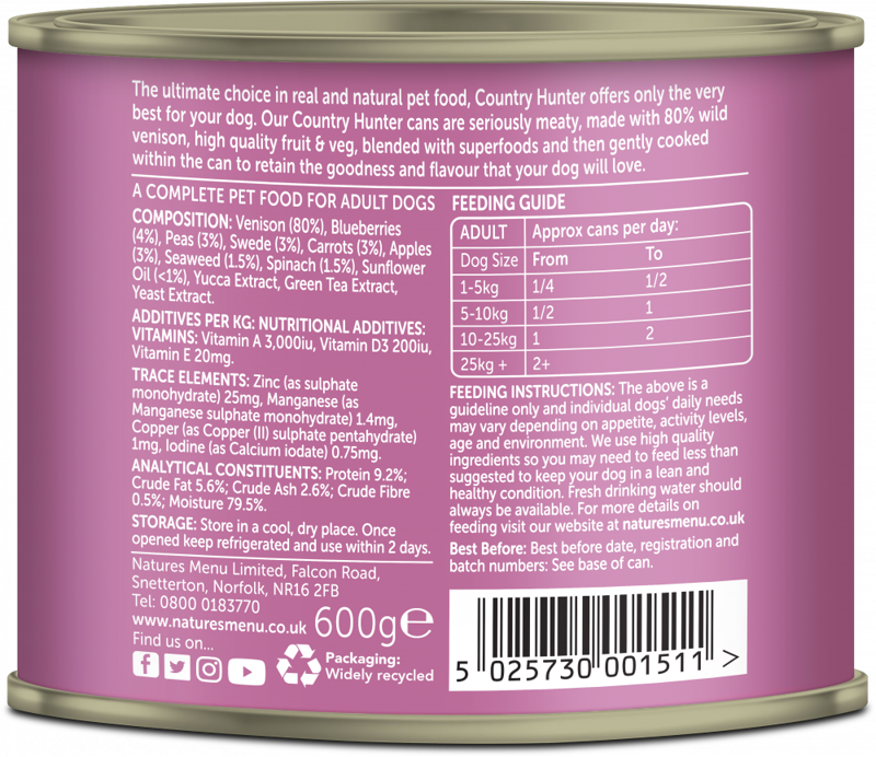 Natures Menu Country Hunter Wild Venison with Superfoods 600g-1