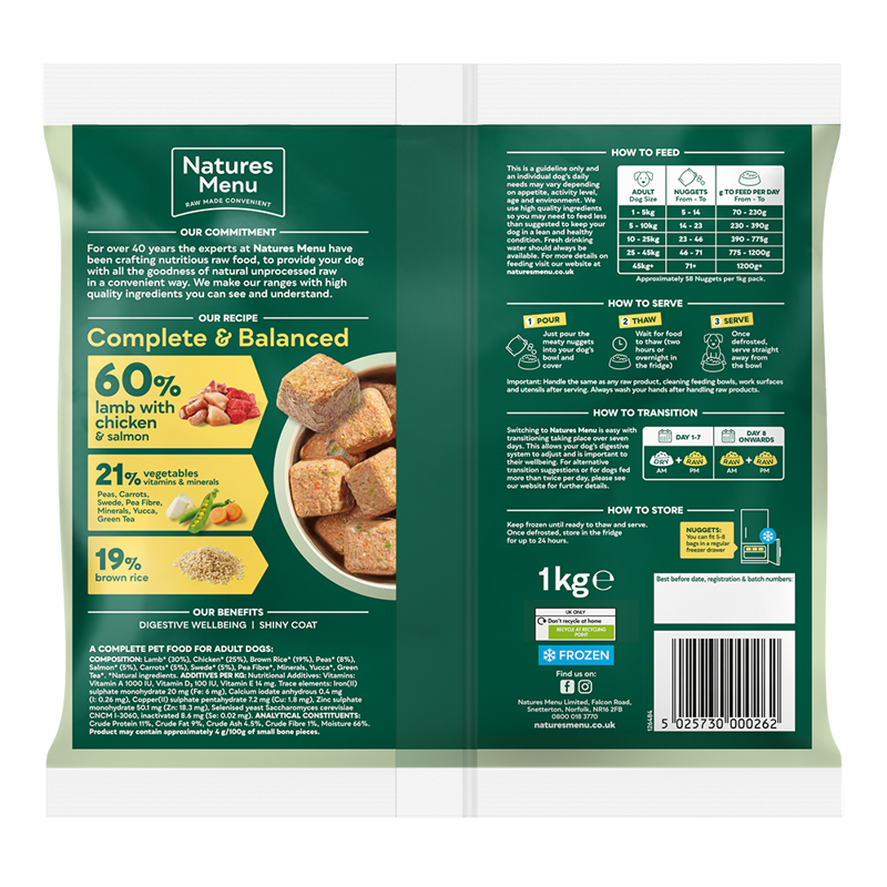 Natures Menu Lamb With Chicken Nuggets 1kg-1