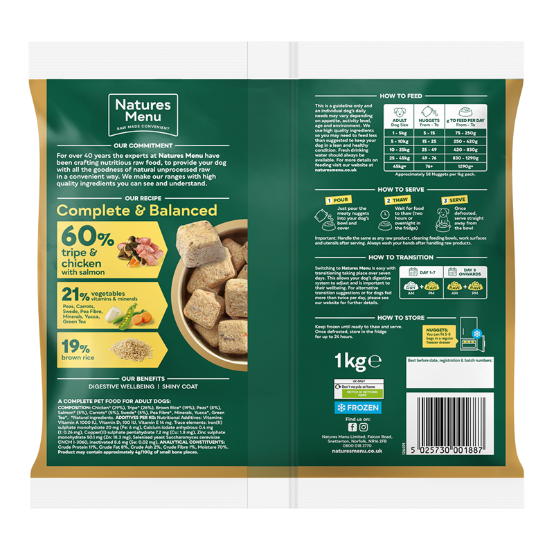 Natures Menu Chicken With Tripe Nuggets 1kg-1