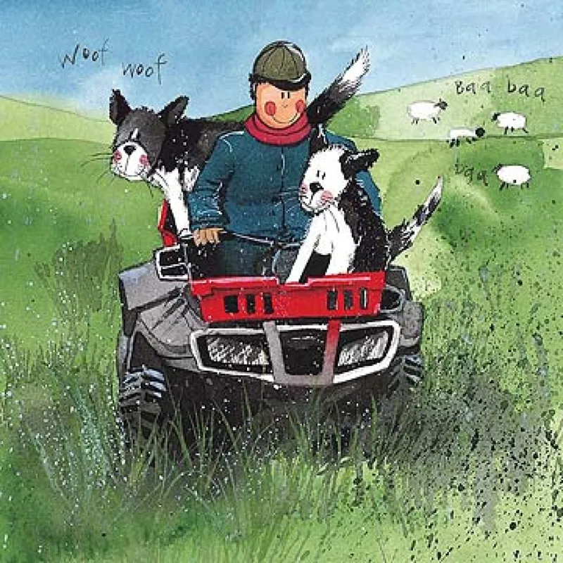 Alex Clark One Man and His Dogs Blank Card