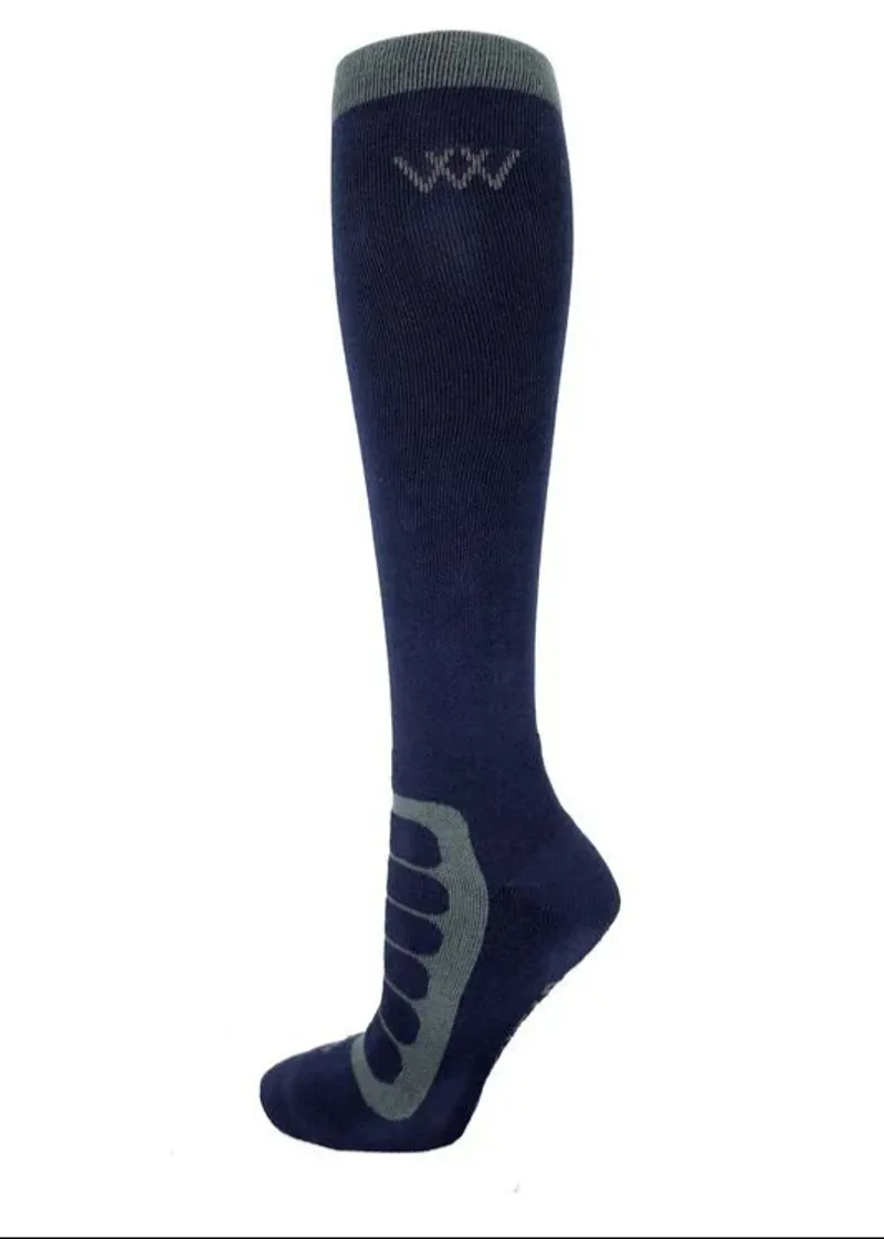 Woof Wear Long Bamboo Tech Riding Socks Navy and Grey