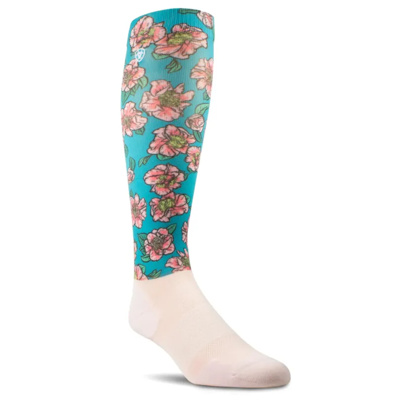 AriatTEK Slim Printed Socks Floral Ceramic