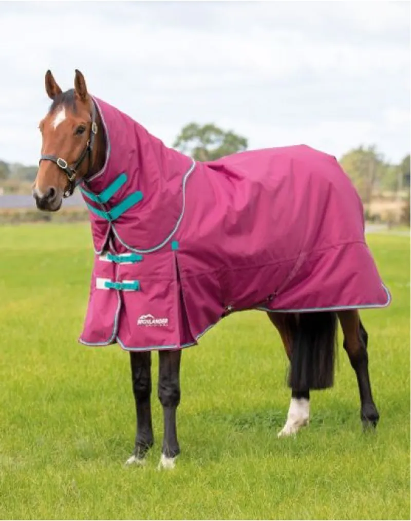 Highlander Original Turnout Rug and Neck Set 300g in Raspberry