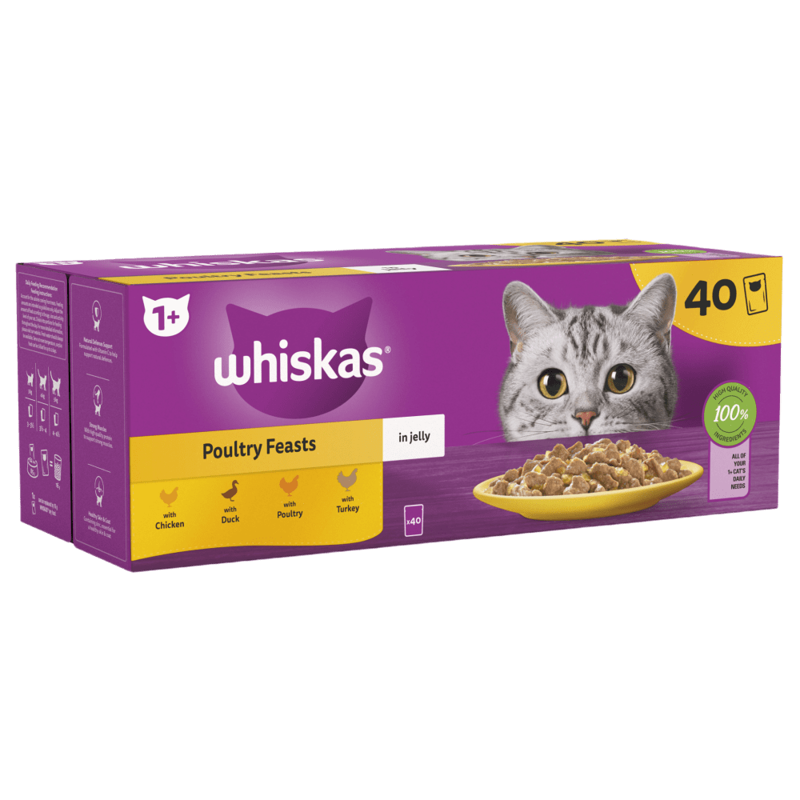 Whiskas 1+ Poultry Feasts in Jelly 40x85g