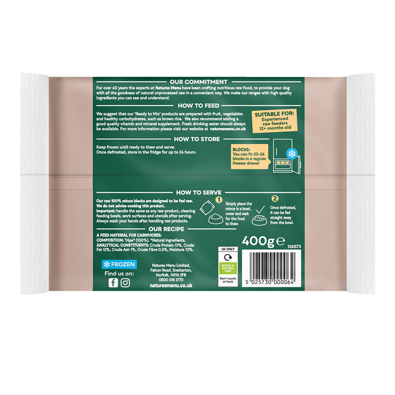 Natures Menu Just Tripe Mince 400g-1