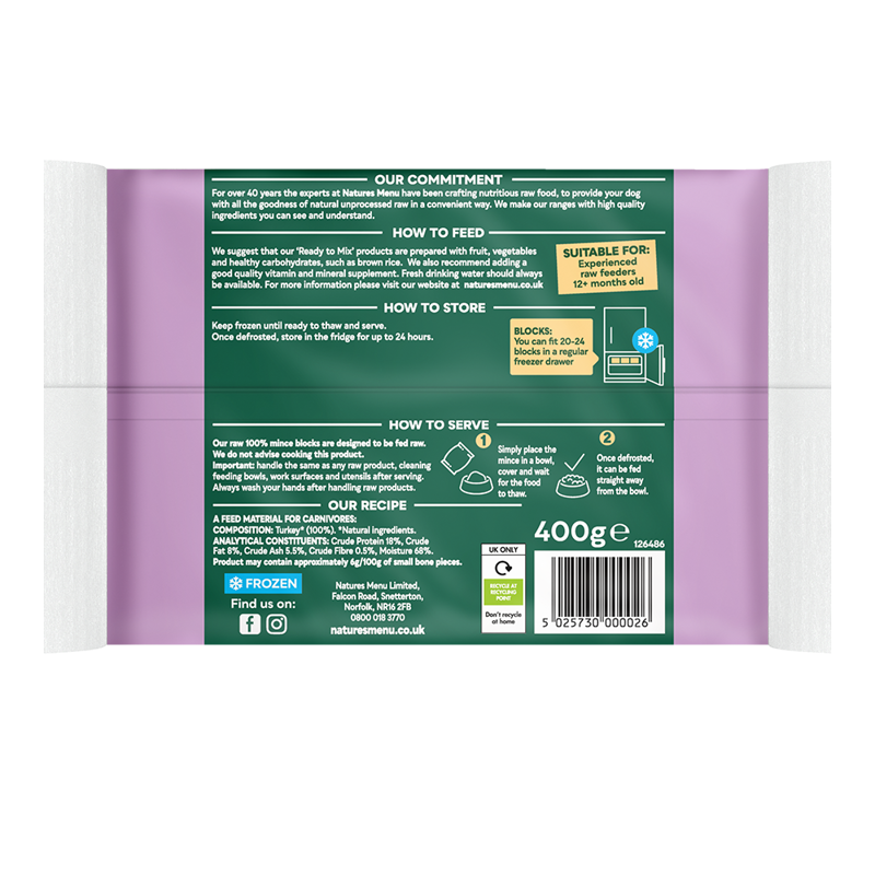 Natures Menu Just Turkey Mince 400g-1
