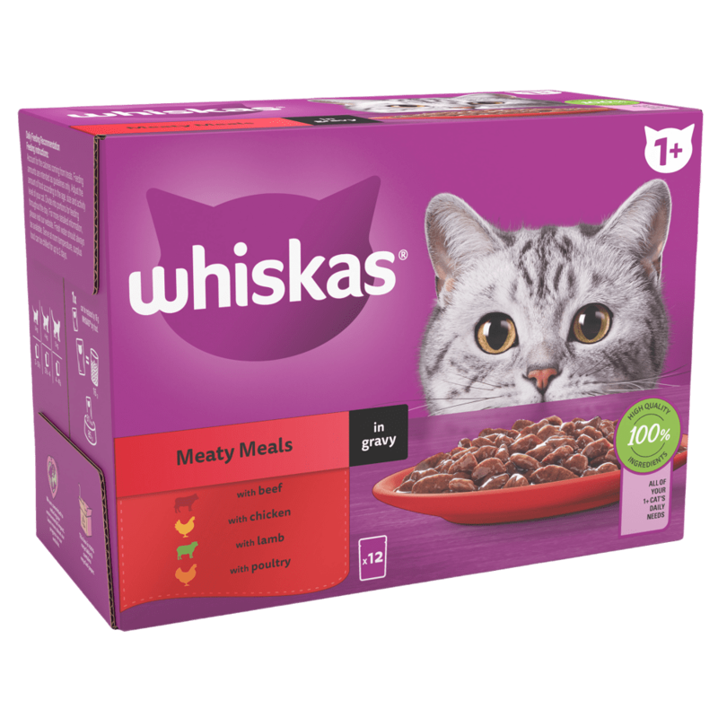 Whiskas 1+ Meaty Meals in Gravy 12x85g