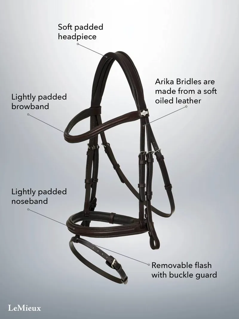 LeMieux Arika Flash Bridle in Brown/Silver-5
