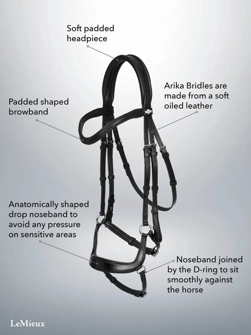 LeMieux Arika Drop Bridle in Black/Silver-5