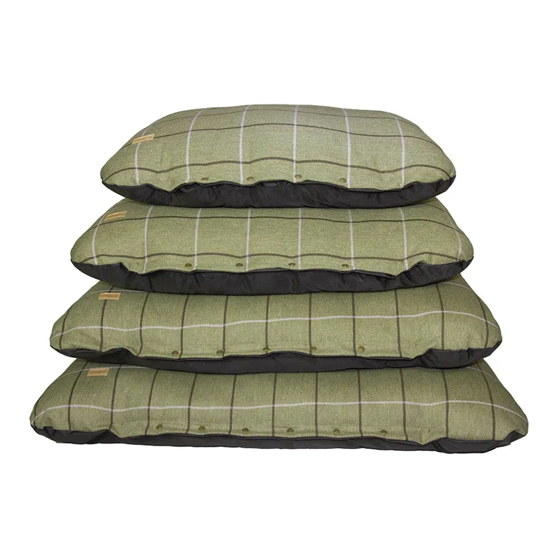 Earthbound Flat Cushion Tweed Green/Purple Check