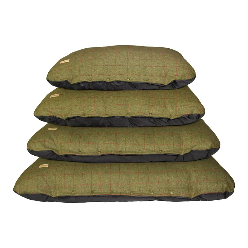 Earthbound Flat Cushion Green and Red Check